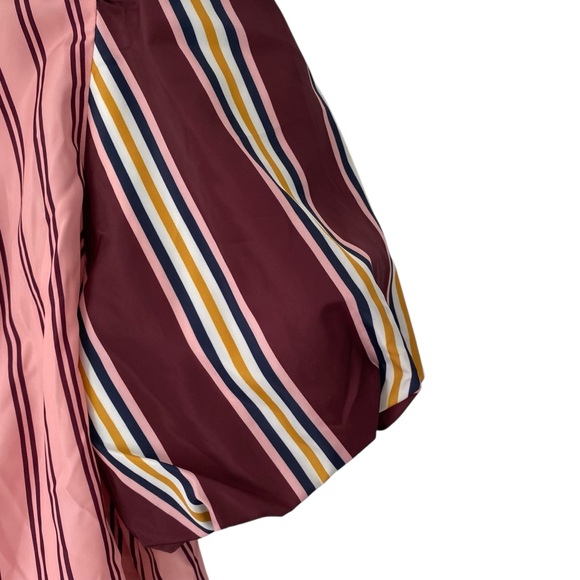 Maeve Anthropologie Taffeta Bow Swing Blouse Puff Sleeve size XS Pink Stripe - Picture 5 of 10